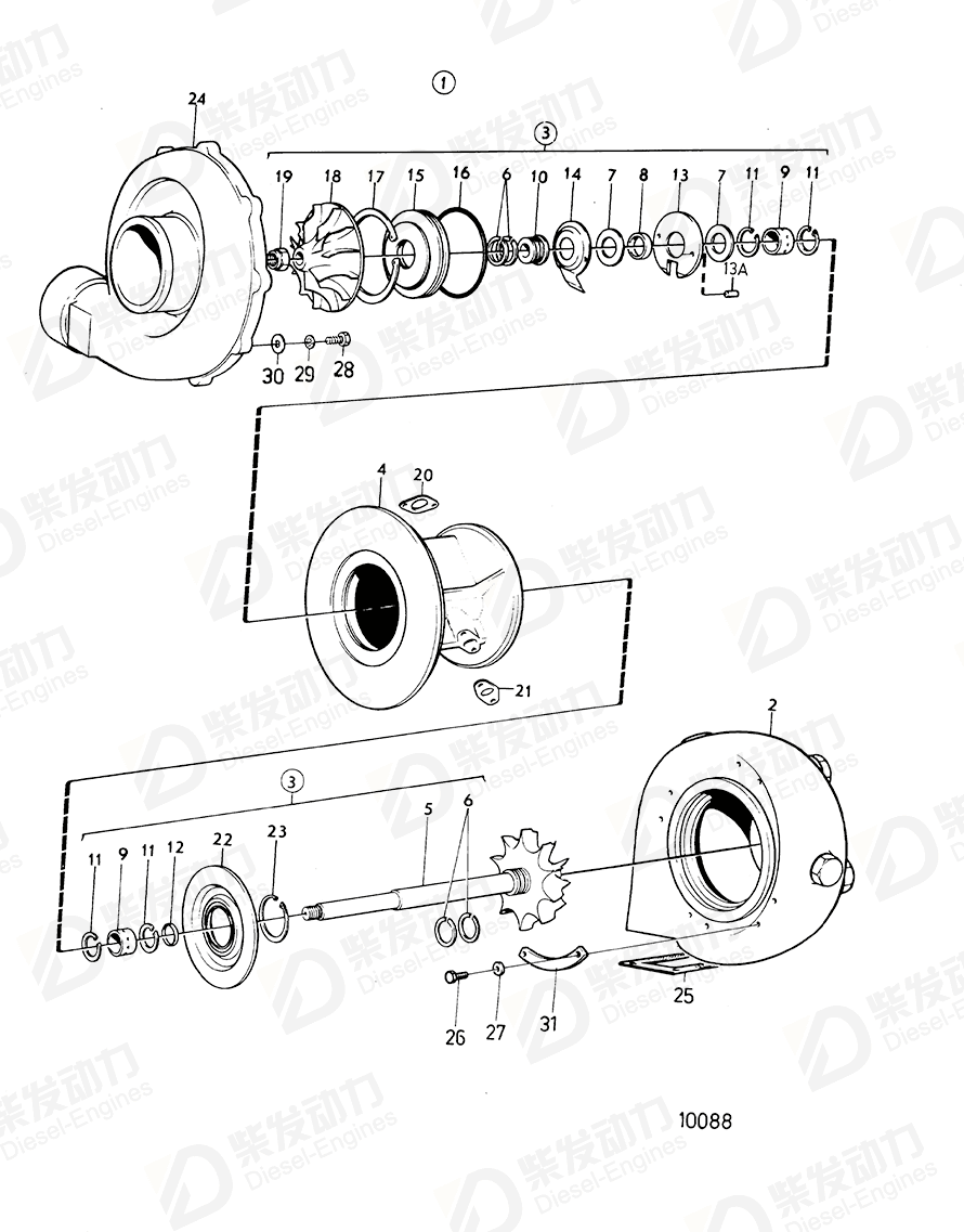 volvo penta Turbocharger 3802018 Drawing volvo penta Turbocharger 3802018 Drawing
